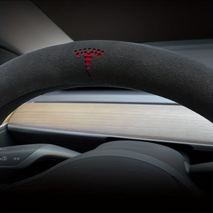 -Fit Car Steering Wheel Cover for Tesla Model3\Y. Steering Wheel Cover with Logo,Anti-Slip Design, Interior Modification Auto Accessories