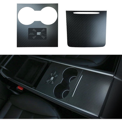 TSLshop Local-for Tesla Center Console Wrap Kit | 3K Twill Carbon Fiber Fit for TESLA Model 3 Model Y 2021 2022 2023 | Glossy Console Trim Interior Car Wrap Decoration