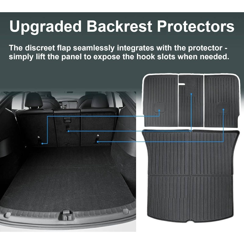 9pcs Model Y Floor Mats 2021-2024 | Fit All-Weather TPE Material Full Coverage with Back Protector, Cargo, Trunk Interior Accessories