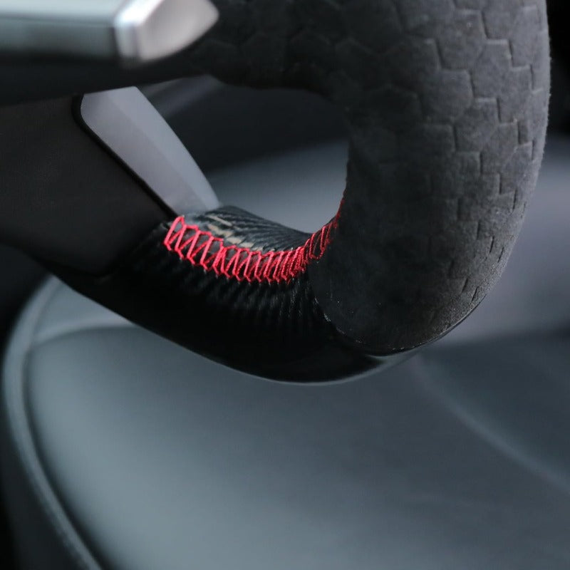 MEWANT Steering Wheel Cover for Tesla Model 3 2019-2023\ Model Y 2022-2023 Hand-Stitched Steering Wheel Wrap