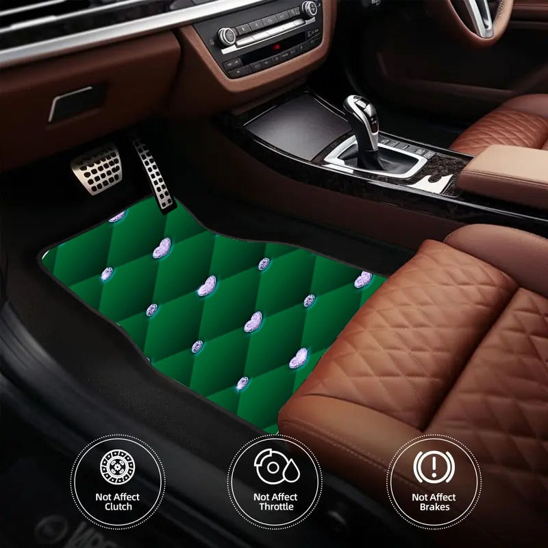 4pcs Diamond patterned Car Floor Mats Keep Your Car Interior Clean and Stylish Durable and Fashionable Interior Protection Adds Personality to the Car Interior Universal Fit for All Car Models