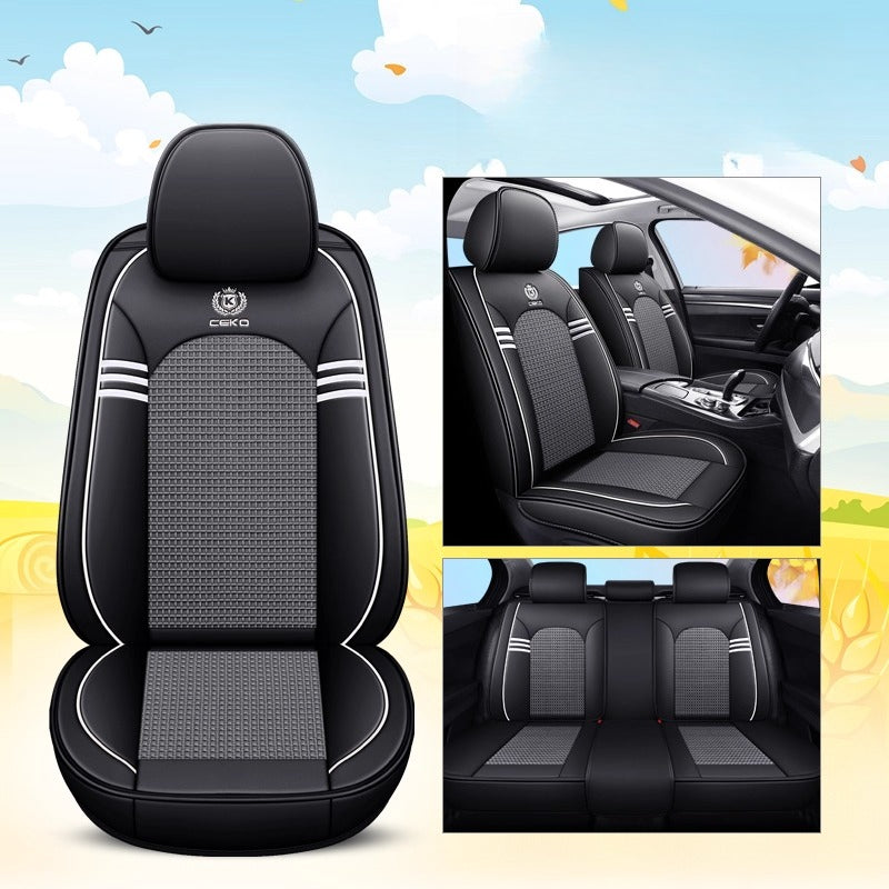 Fit Car Seat Cushion Cover - Heavy-Duty All-in-One with Headrest & Lumbar, Soft Beige-Friendly Black\u002FWhite\Gray Padding, for TOYOTA, for AUDI, for Tesla, VW, for BMW, for & Most Vehicles