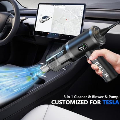 Foldable Car Vacuum Cleaner for Tesla Model 3 Y X S 4-in-1 Cordless Handheld Vacuum 12000PA High Power Mini Portable with LED Accessories 2025-2017, Car Vacuum Cleaner Strong Suction Cordless, Car Vacuum Cleaner Powerful, Quick Cleanup