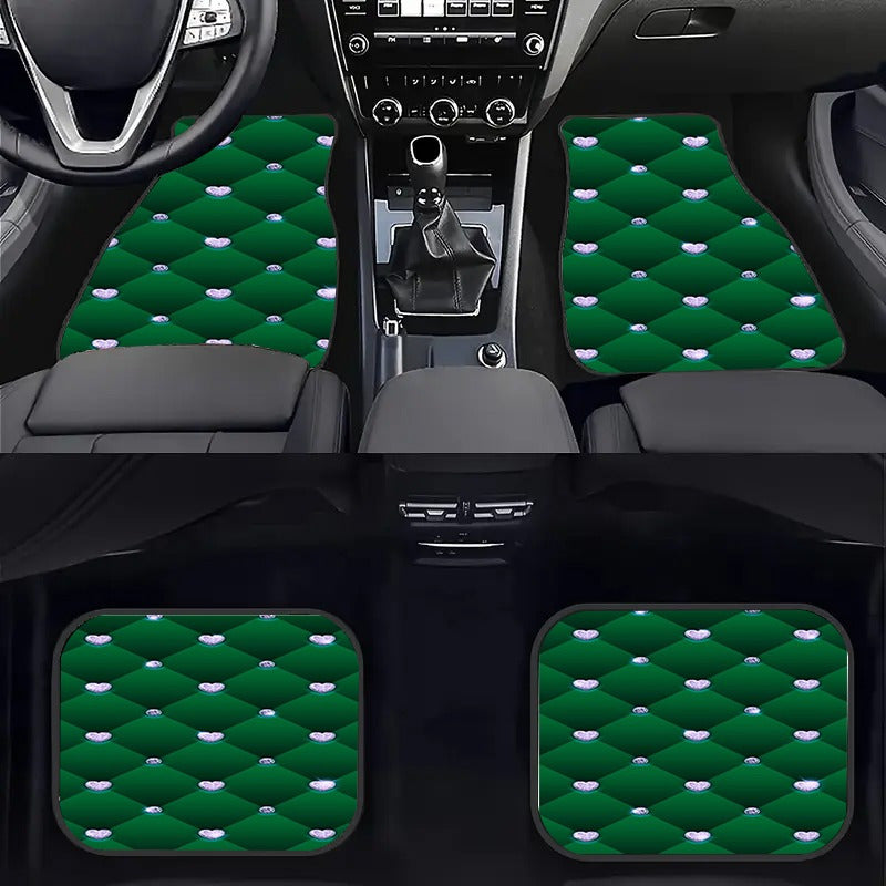 4pcs Diamond patterned Car Floor Mats Keep Your Car Interior Clean and Stylish Durable and Fashionable Interior Protection Adds Personality to the Car Interior Universal Fit for All Car Models