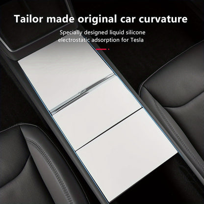 Set of 3 - Silicone Wrap Kit in Pink for The Center Console of for TESLA Model 3 Highland 2024-2025 \Model Y Juniper 2025, Cover for Tesla Center Console with Electrostatic Adhesion for Model 3\Y (White)