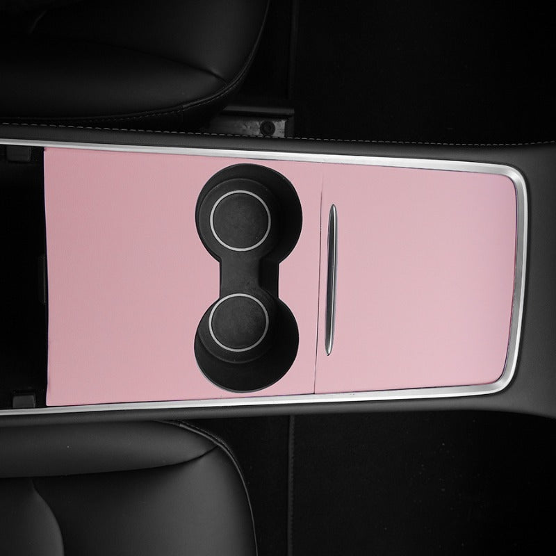 1-Set Compatible for Tesla Model 3\Y Pink Center Console Leather Wrap Kit - Adhesive-Fixation Scratch-Resistant Cover, Dashboard for 2021-2023\u002F2021-2024 Models (Easy Installation)