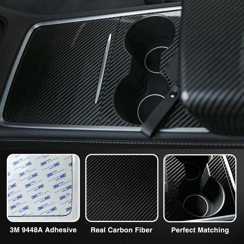 TSLshop Local-for Tesla Center Console Wrap Kit | 3K Twill Carbon Fiber Fit for TESLA Model 3 Model Y 2021 2022 2023 | Glossy Console Trim Interior Car Wrap Decoration