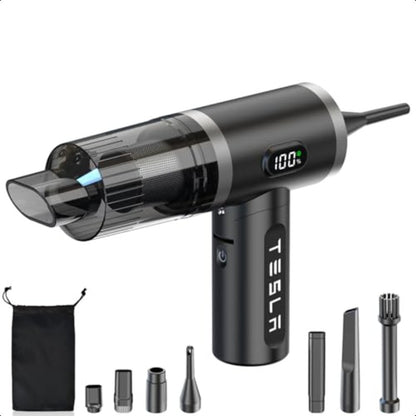 Foldable Car Vacuum Cleaner for Tesla Model 3 Y X S 4-in-1 Cordless Handheld Vacuum 12000PA High Power Mini Portable with LED Accessories 2025-2017, Car Vacuum Cleaner Strong Suction Cordless, Car Vacuum Cleaner Powerful, Quick Cleanup