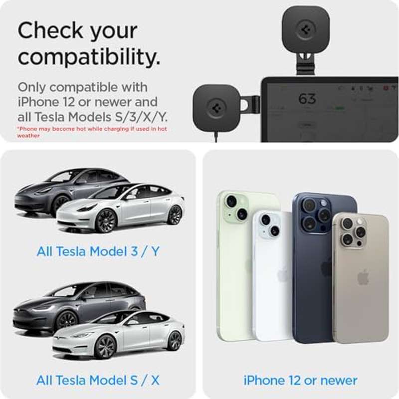 Spigen OneTap Pro 3 for TESLA Phone Mount | Foldable and Hidden, Charging Compatible for All for TESLA Model Y, 3, S, X, Cybertruck - Designed for MagSafe Compatible iPhones, Pixel, Galaxy Phones, Made of ABS Material