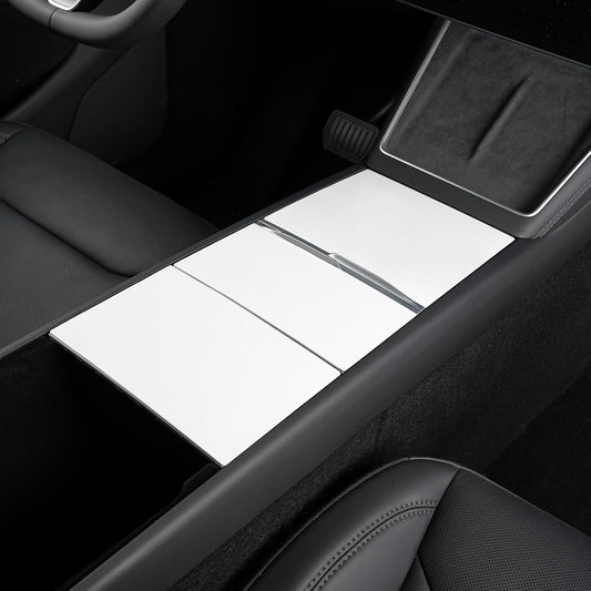 Set of 3 - Silicone Wrap Kit in Pink for The Center Console of for TESLA Model 3 Highland 2024-2025 \Model Y Juniper 2025, Cover for Tesla Center Console with Electrostatic Adhesion for Model 3\Y (White)