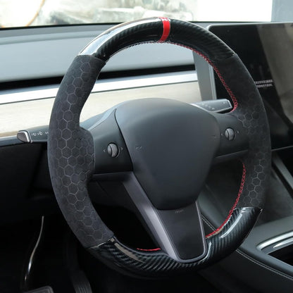 MEWANT Steering Wheel Cover for Tesla Model 3 2019-2023\ Model Y 2022-2023 Hand-Stitched Steering Wheel Wrap