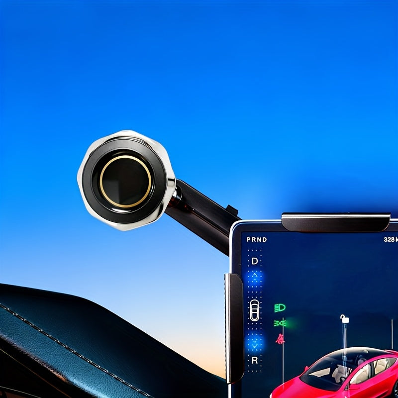 Adjustable Magnetic Phone Holder for Tesla Model 3 Y Car Mount, Designed for Highland Installation, Featuring a Screen Side Phone Support Frame.