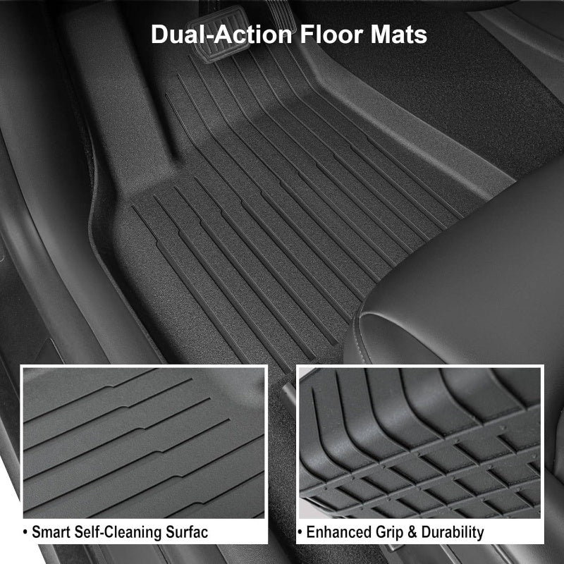 9pcs Model Y Floor Mats 2021-2024 | Fit All-Weather TPE Material Full Coverage with Back Protector, Cargo, Trunk Interior Accessories